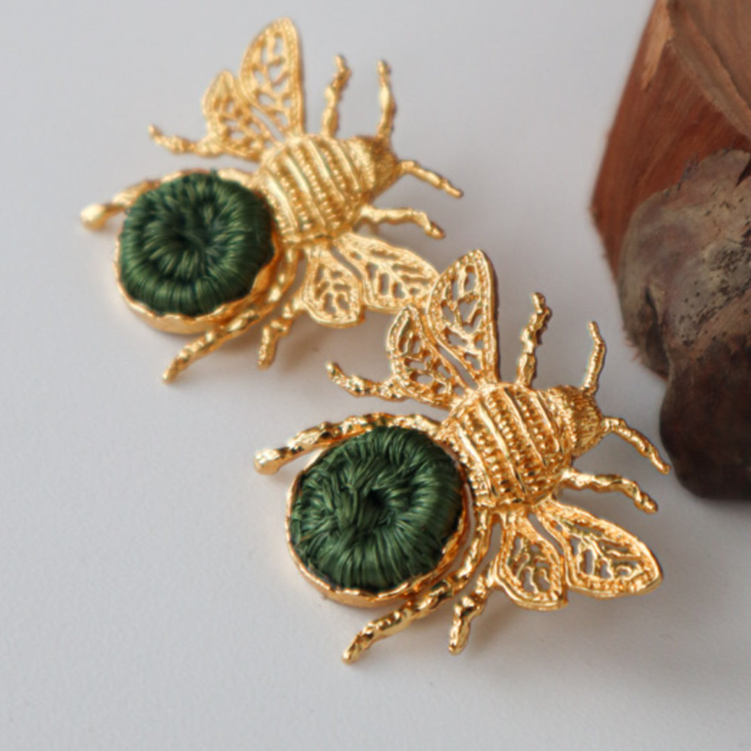 Aretes Abeja Tejido