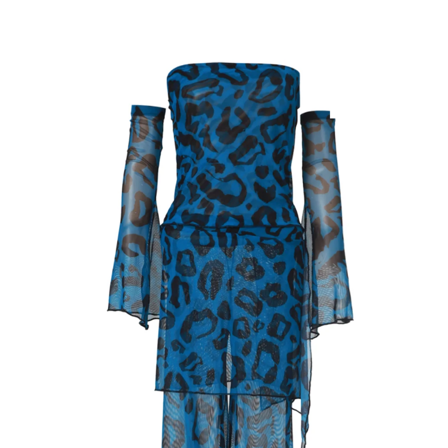Set Blue Black Leopard Mesh