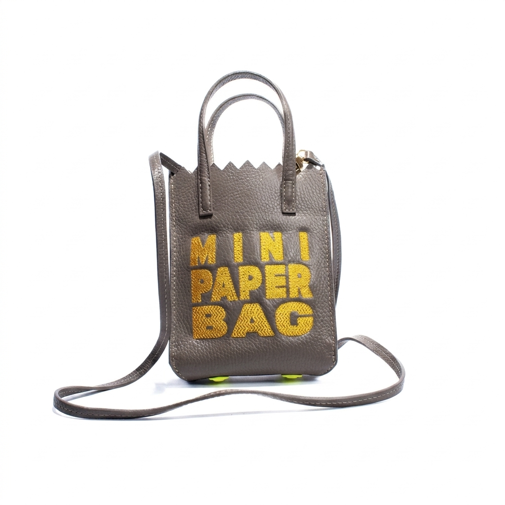 Mini Paper Bag Taupe x Yellow