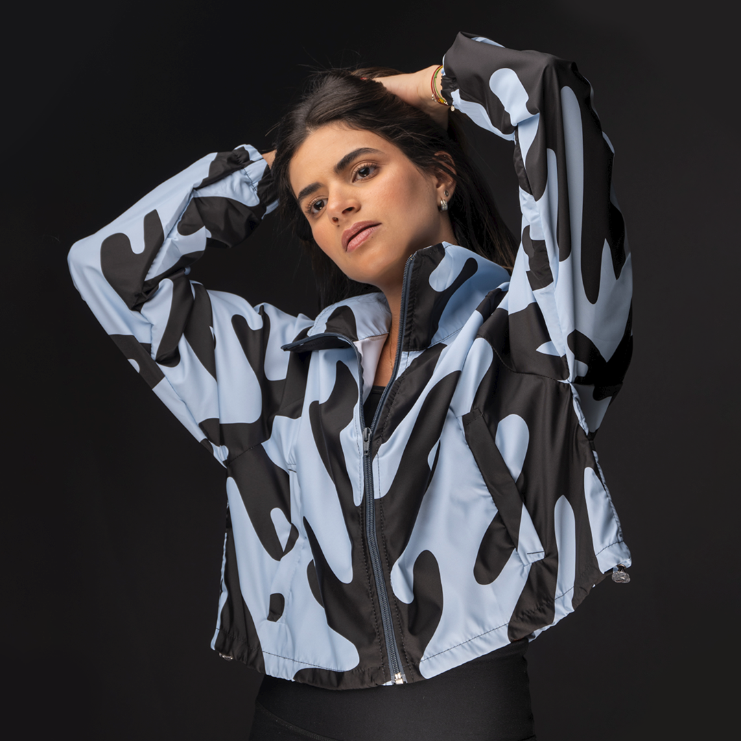 Rompevientos Cropped Alga Celeste