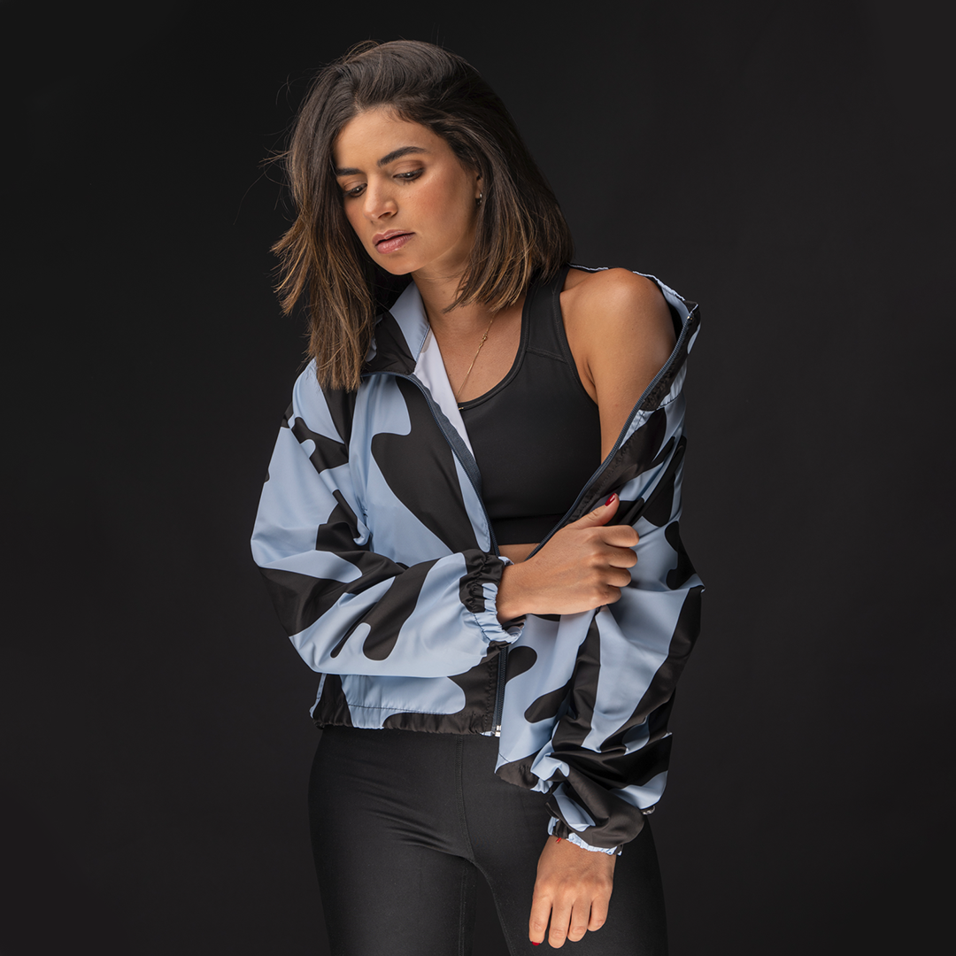 Rompevientos Cropped Alga Celeste