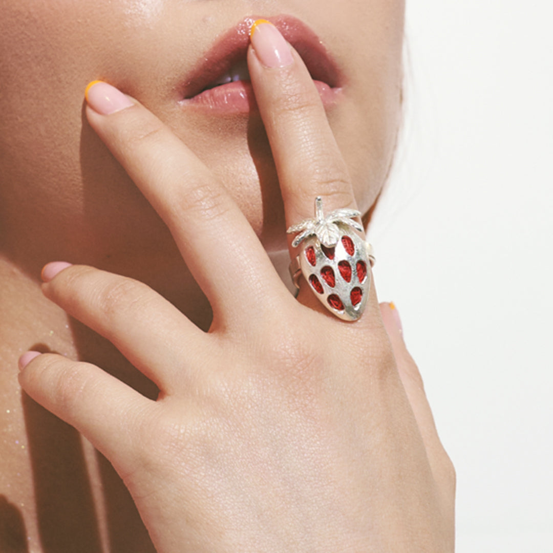 Anillo Fresa Plateado