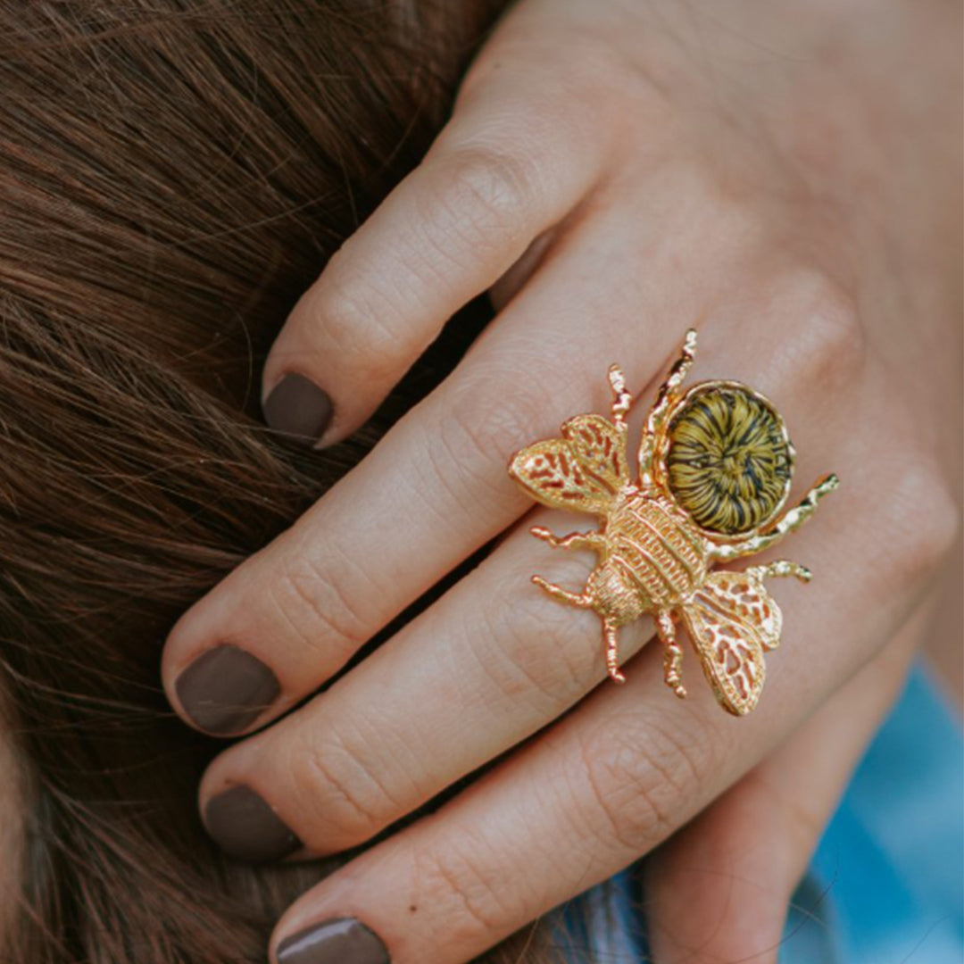 Anillo Abeja Tejido