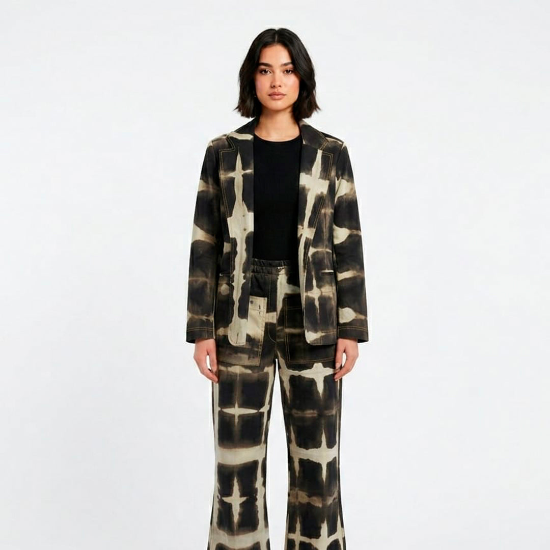 Blazer Estampado Negro x Gris