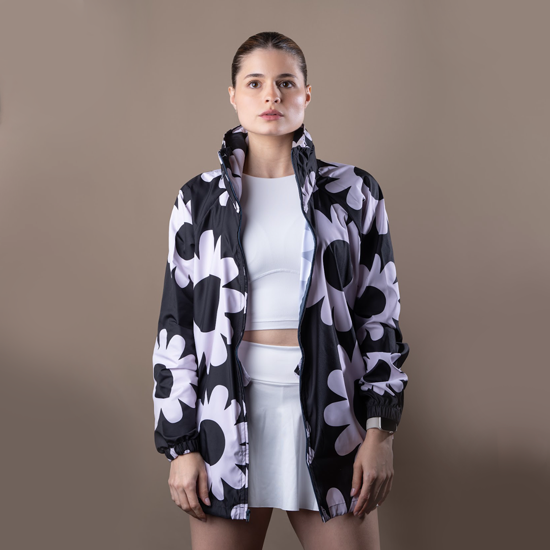 Rompevientos Oversize Blooming Negro
