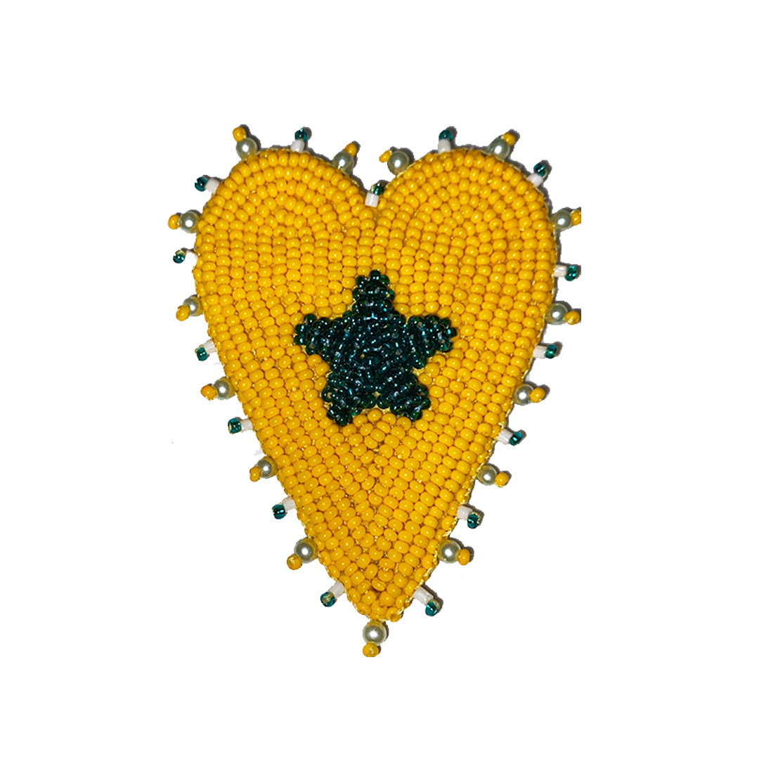 Corazon Estrella Borde amarillo con turquesa