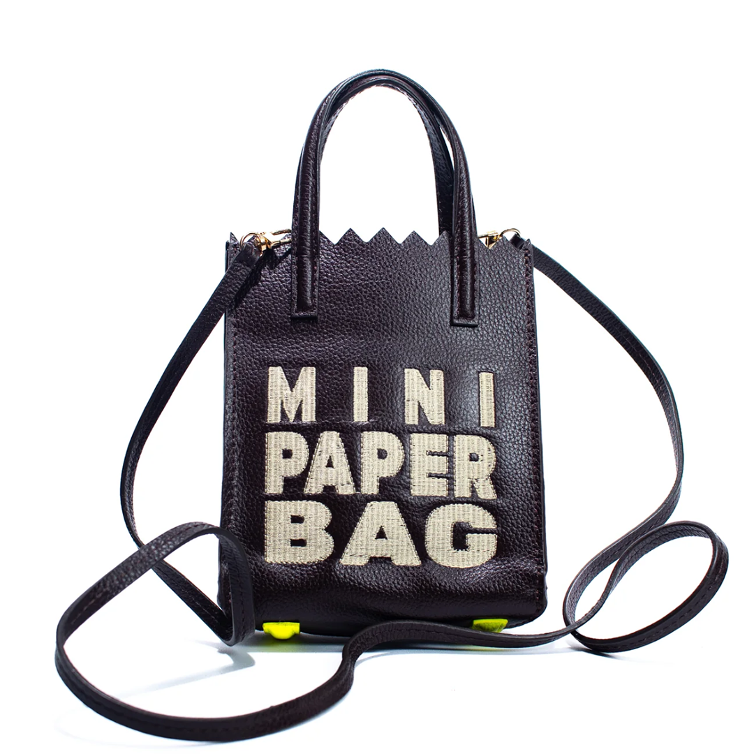 Mini Paper bag Chocolate x letras beige