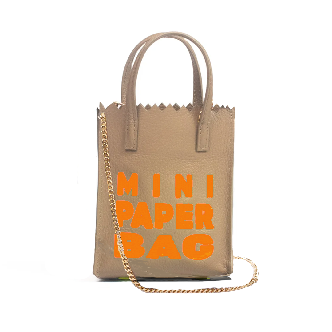 Mini Paper Bag Beige X Naranja Neón