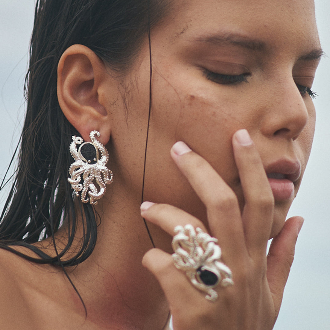 Aretes Pulpo Plata