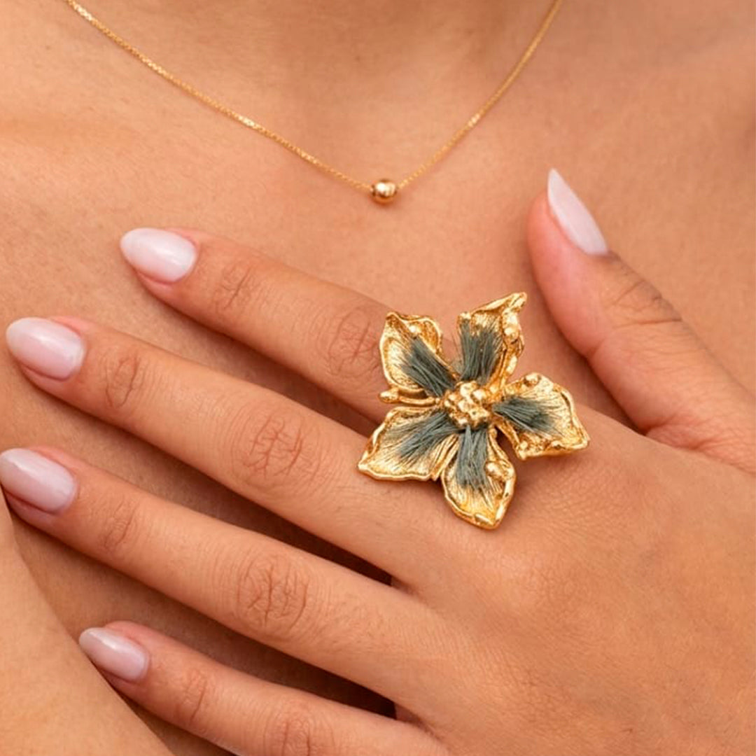 Anillo Flor Carnivora Verde Oscuro