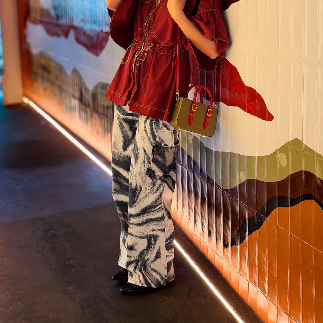 Elena Abstract Cargo Pants Blue