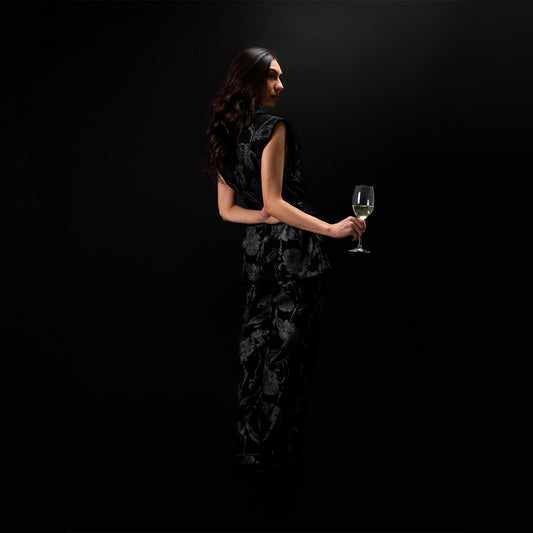 Rafaela Flower Wide Leg Pants Black