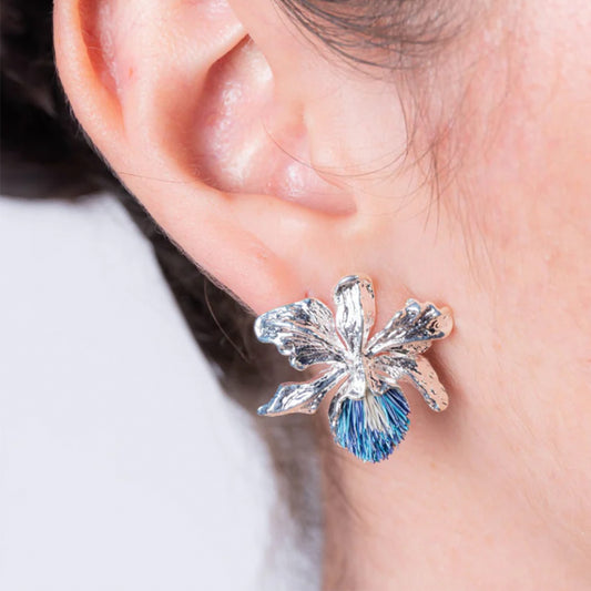 Aretes Cattleya Plateados