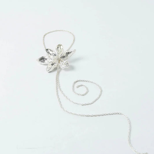 Cadena Flor Anemona Plateado