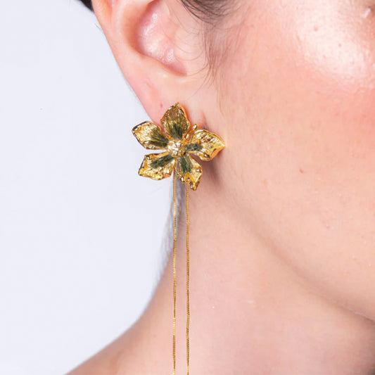 Aretes Flor Carnivora Verde Oscuro