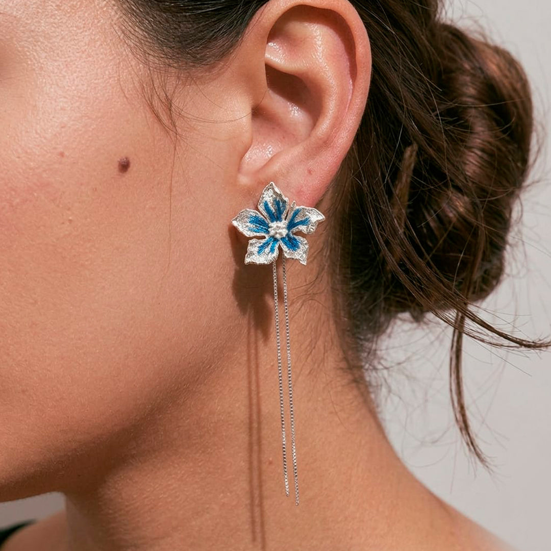 Aretes Flor Carnivora Plateados