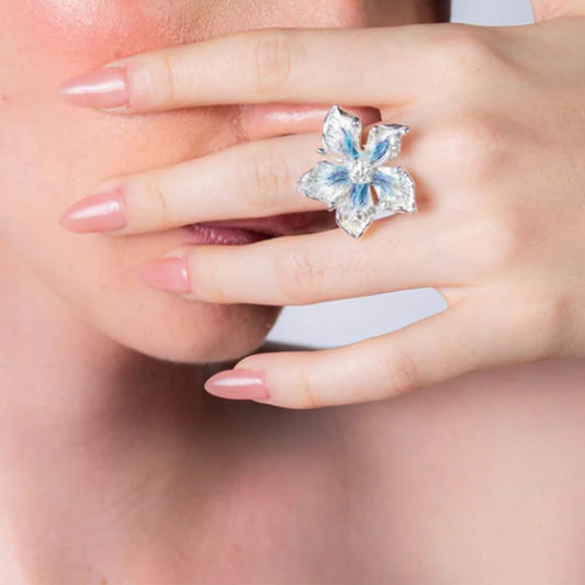 Anillo Flor Carnivora Plateado