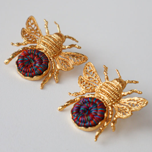 Aretes Abeja Tejido