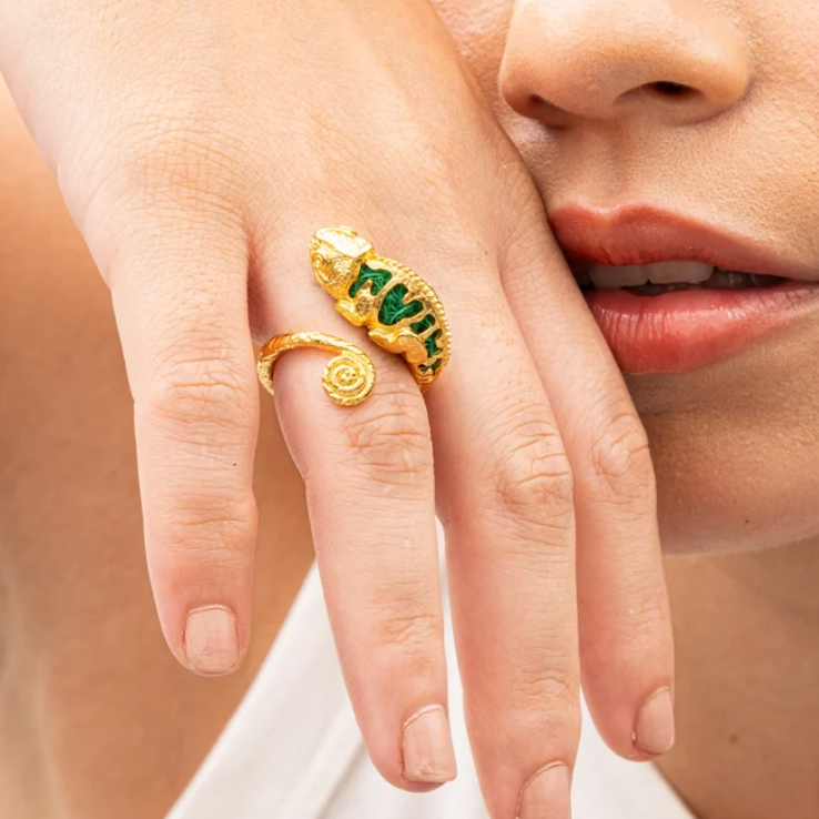 Anillo Camaleón Dorado x Verde