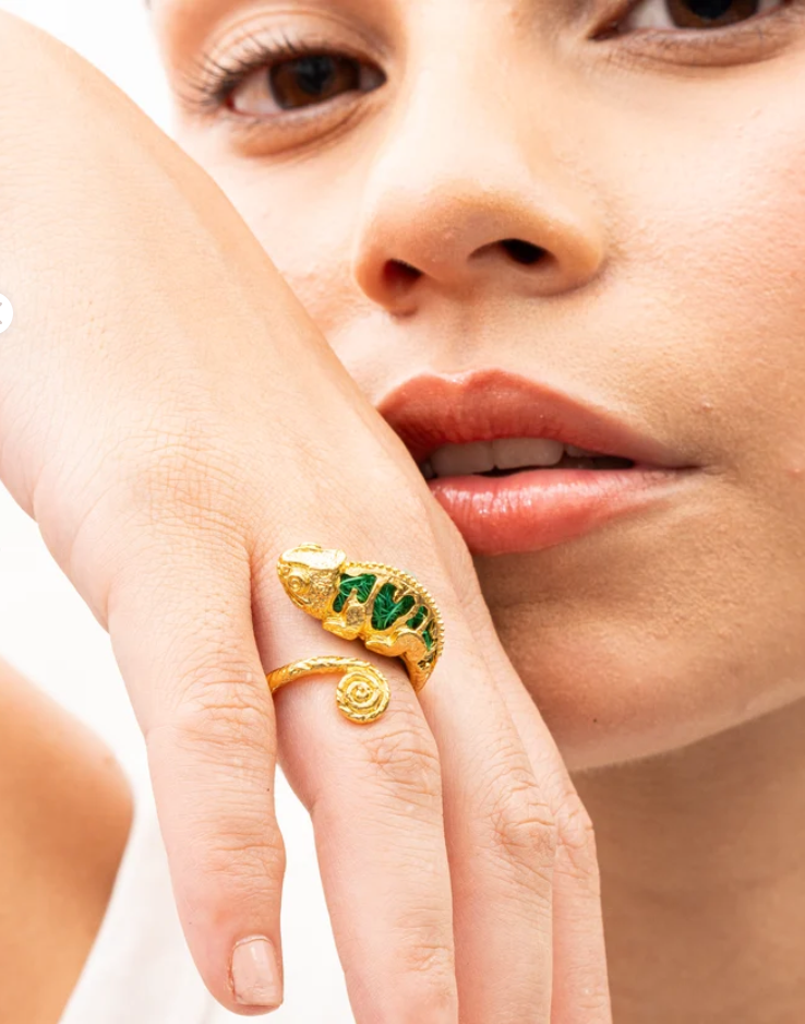 Anillo Camaleón Dorado x Verde