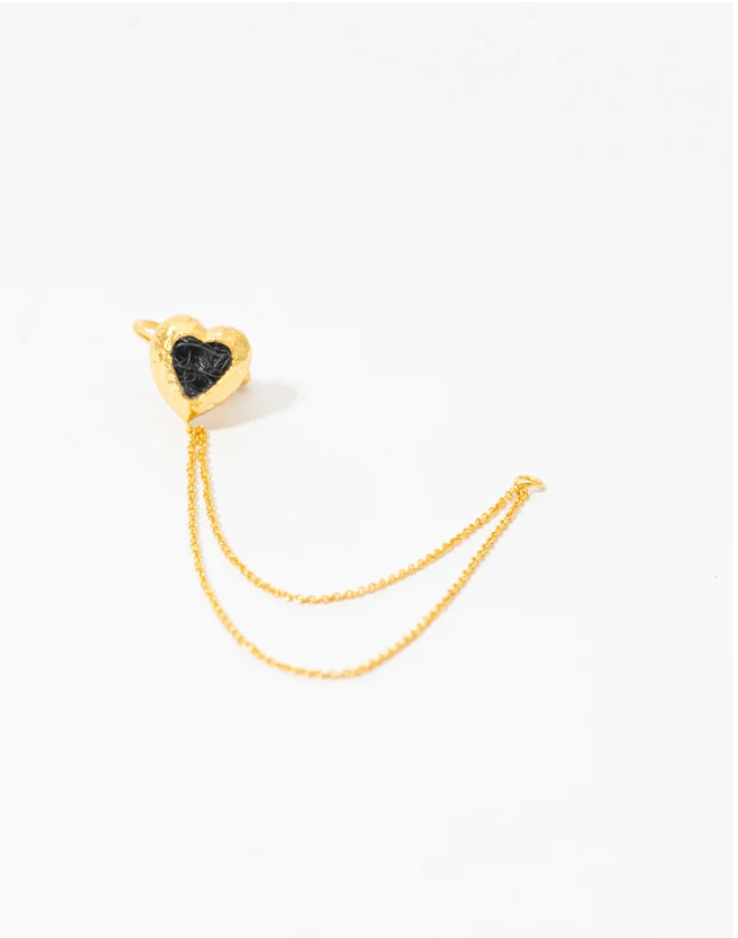 Ear Cuff Corazón De Relieve Colgante