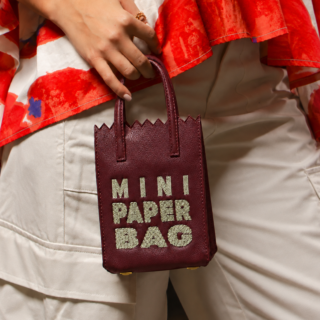 Mini Paper Bag Burgundy