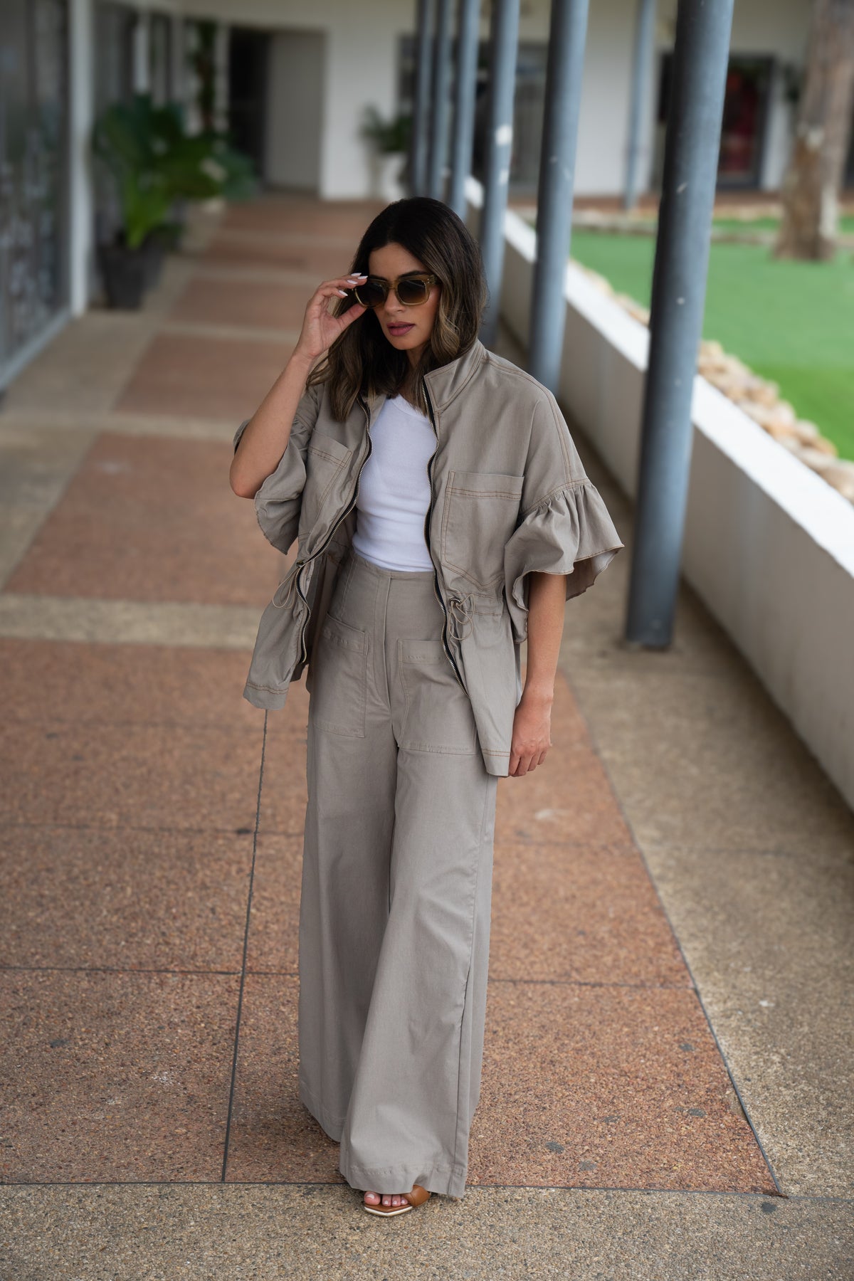 Pantalón Bota Ancha Beige
