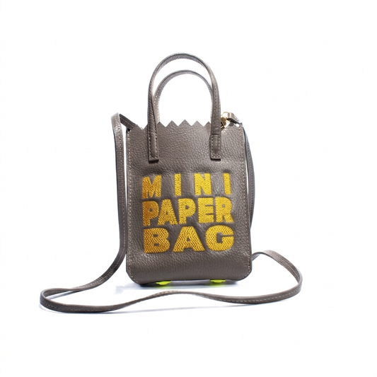 Mini Paper Bag Taupe x Yellow