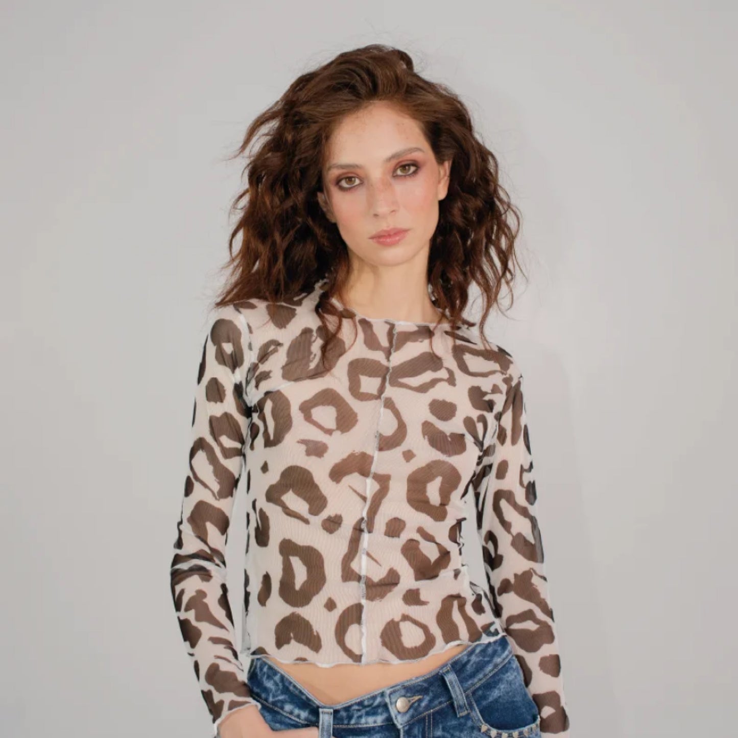 Top Mesh Leopardo B&W