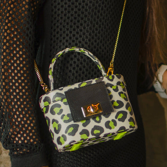 Micro Secretaire Bag Animal Print Verde
