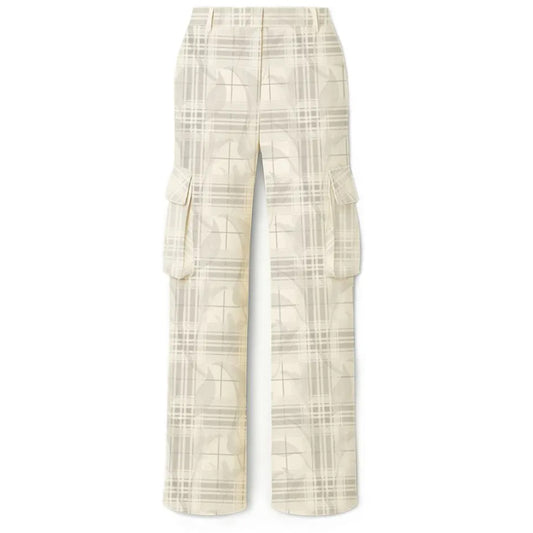 Elena Tartan Flower Ivory Cargo Pants