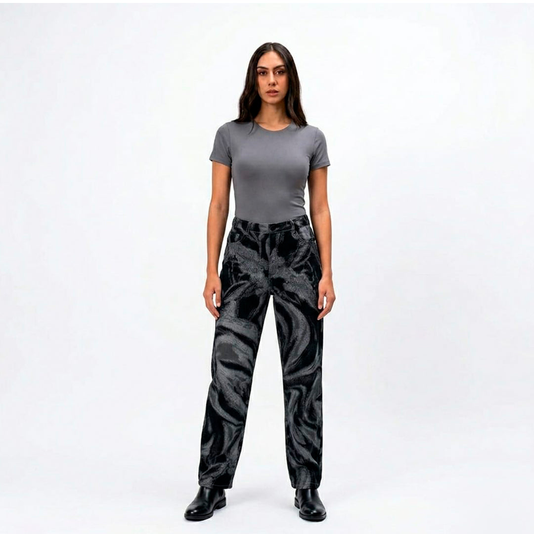 Elena Abstract Cargo Pants Black
