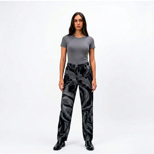 Elena Abstract Cargo Pants Black