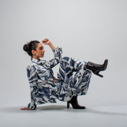 Elena Abstract Cargo Pants Blue