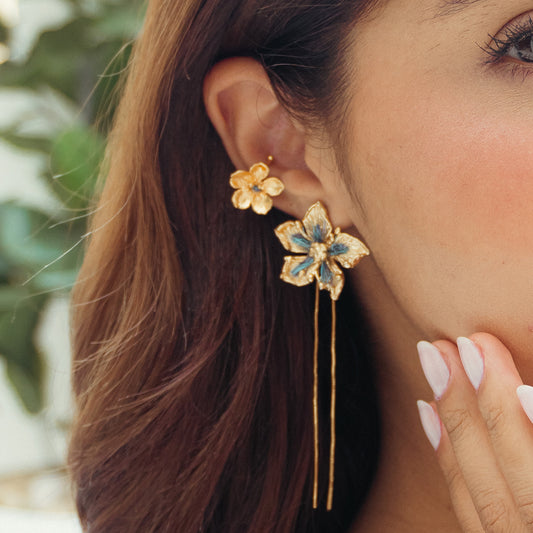 Aretes Flor Carnivora Celeste