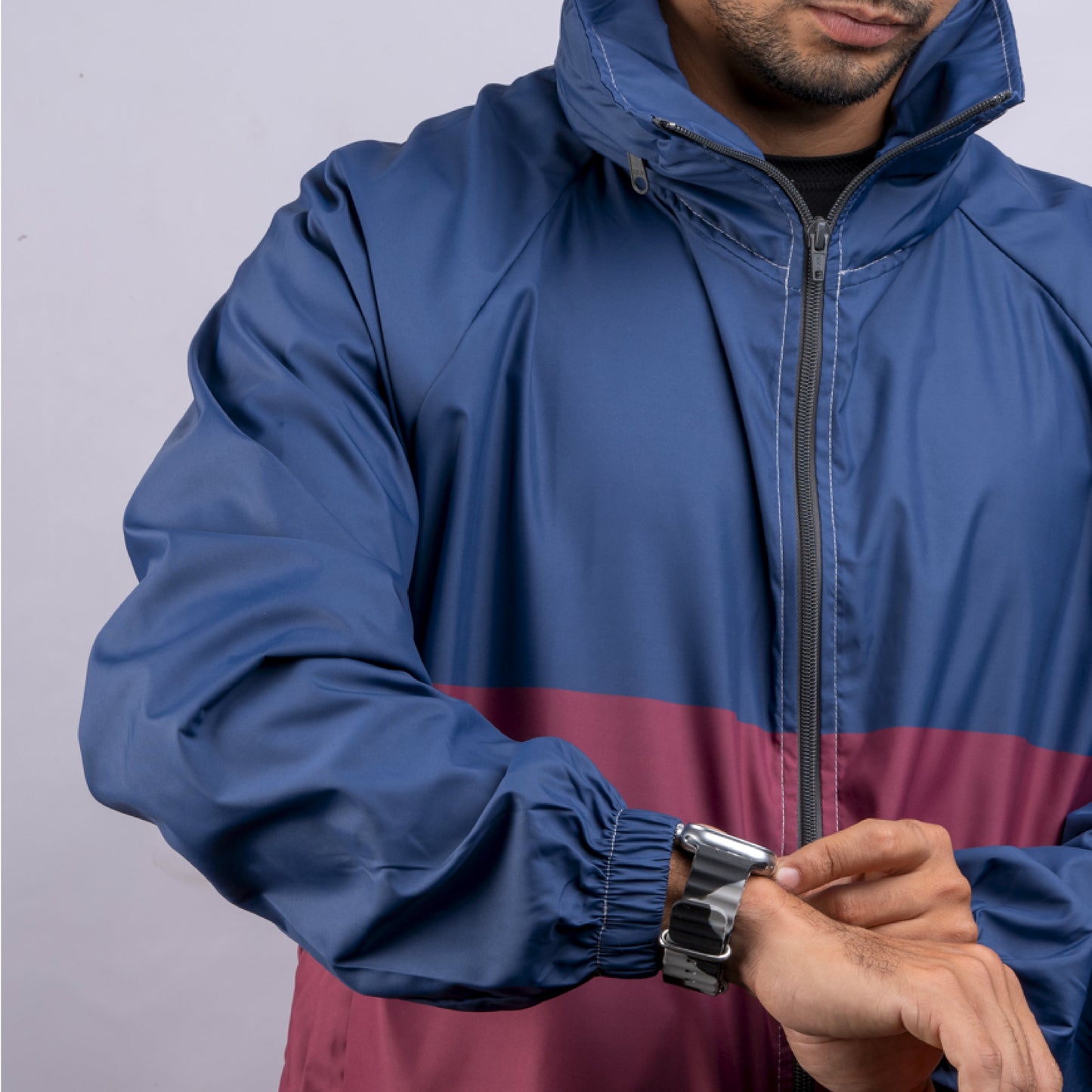 Rompevientos Oversize Azul Navy x Vinotinto