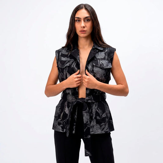 Clemente Flower Vest Black