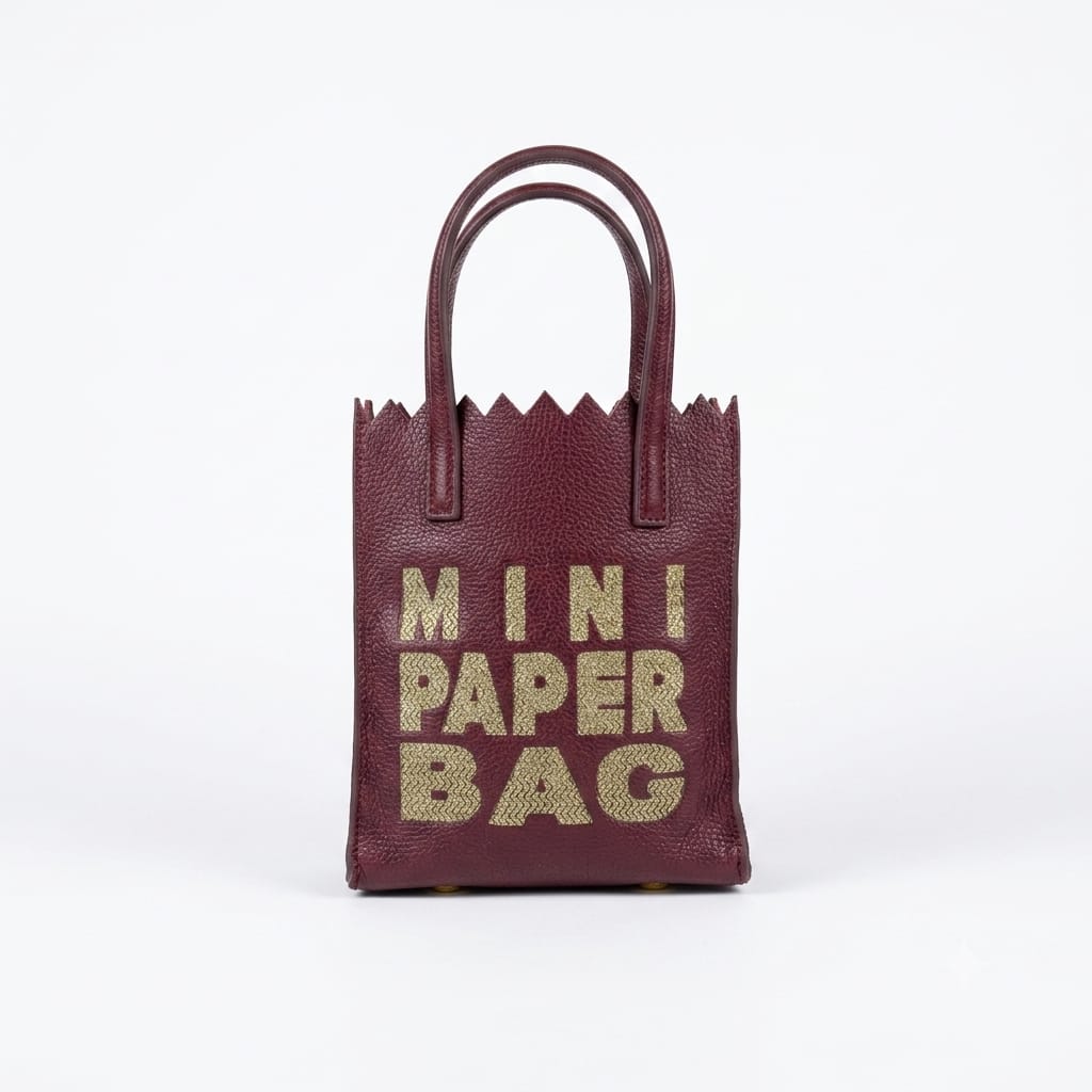Mini Paper Bag Burgundy x Crema