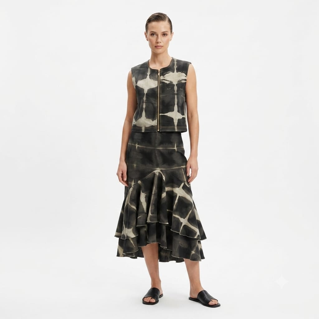 Falda Estampado Negro x Gris