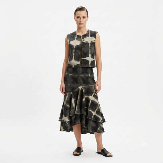 Falda Estampado Negro x Gris