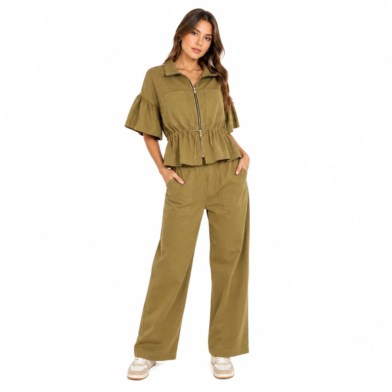 Pantalón Bota Ancha Verde Oliva
