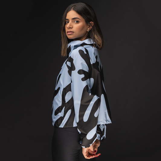 Rompevientos Cropped Alga Celeste