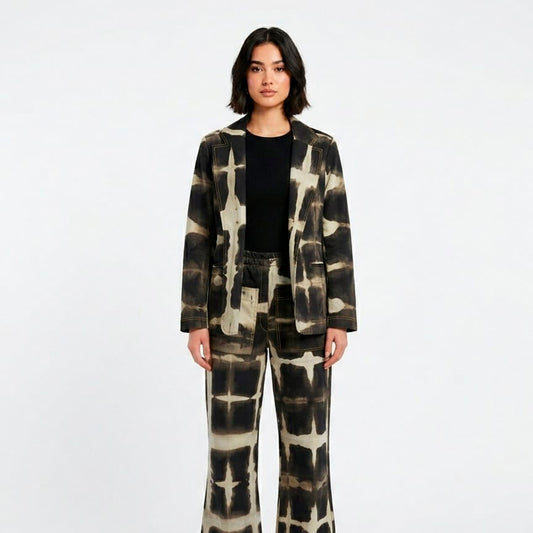 Blazer Estampado Negro x Gris