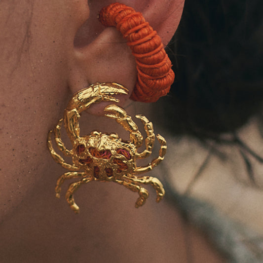 Aretes Cangrejo dorado x naranja