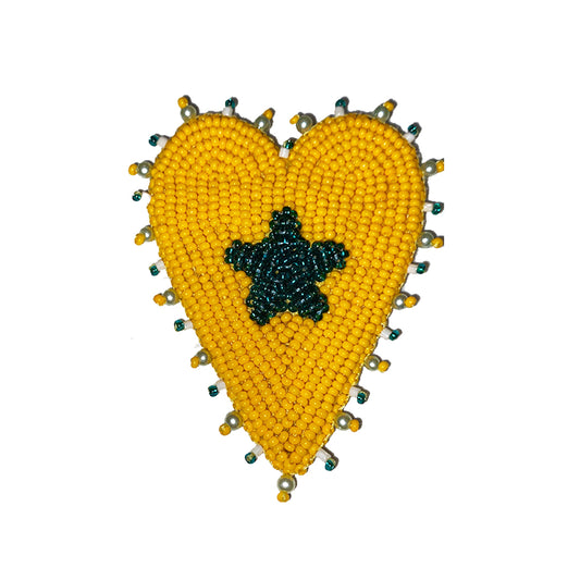 Corazon Estrella Borde amarillo con turquesa