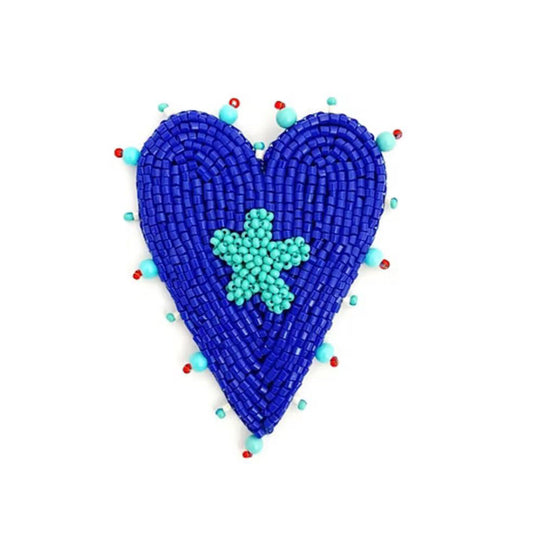 Corazon Estrella Borde azul con turquesa