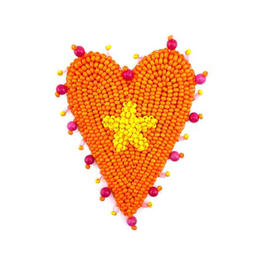 Corazón Estrella Borde naranja con amarillo