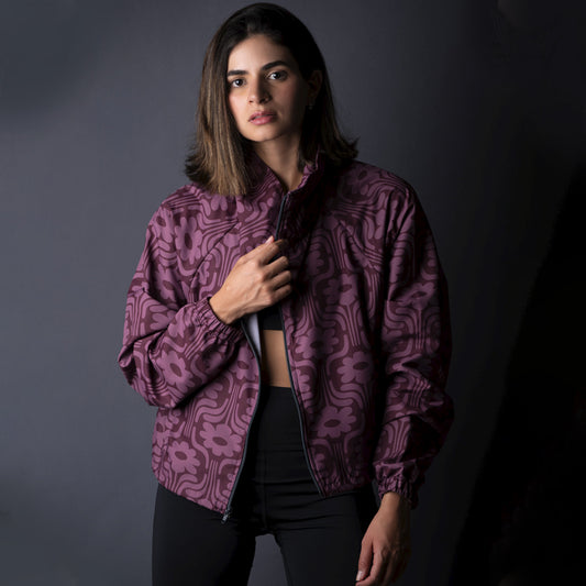 Rompevientos Cropped Flor Egipcia Vino