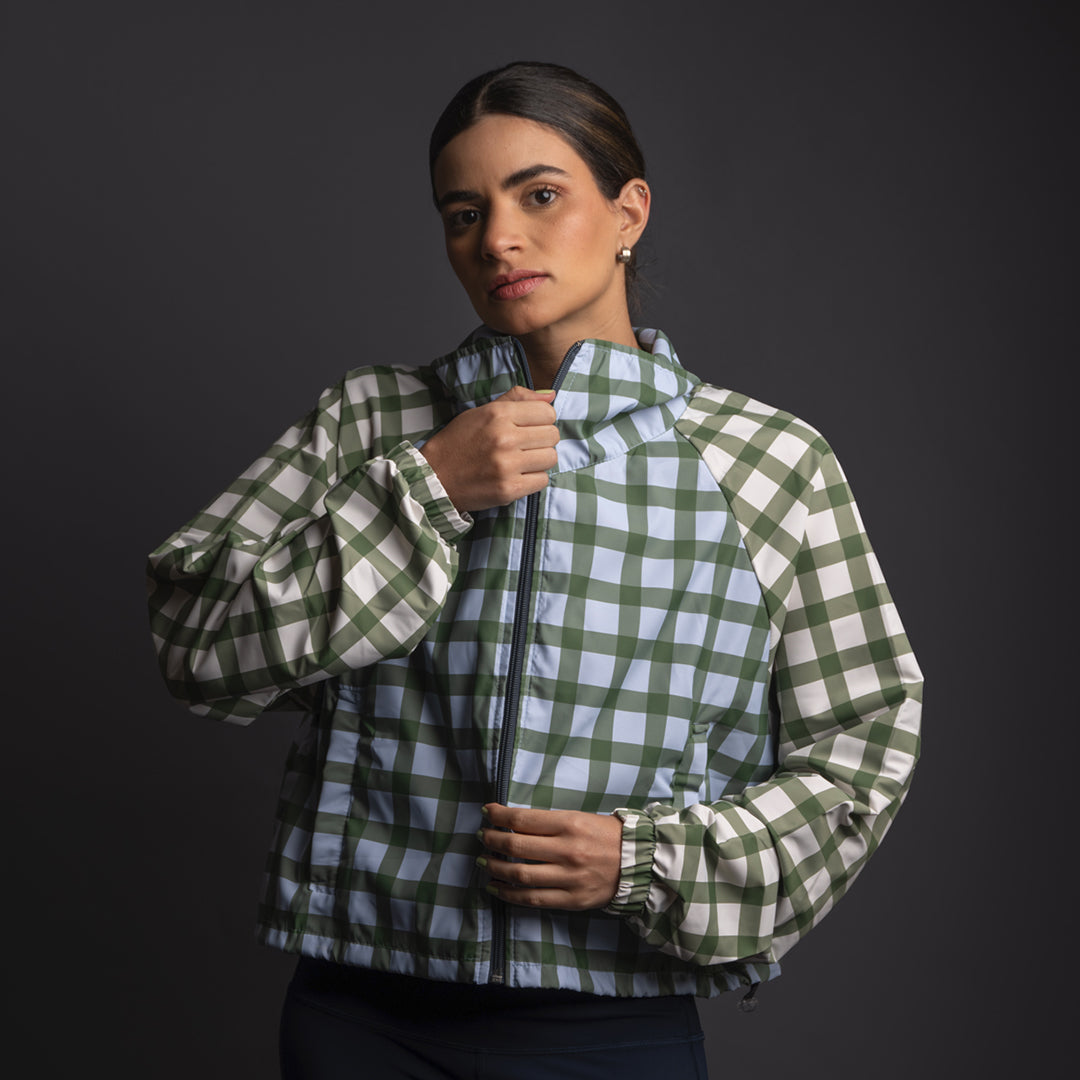 Rompevientos Cropped Cuadricula Ava