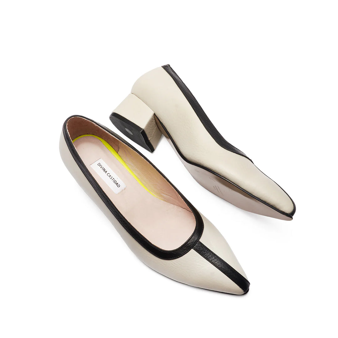 Midi Heels Beige x Negro